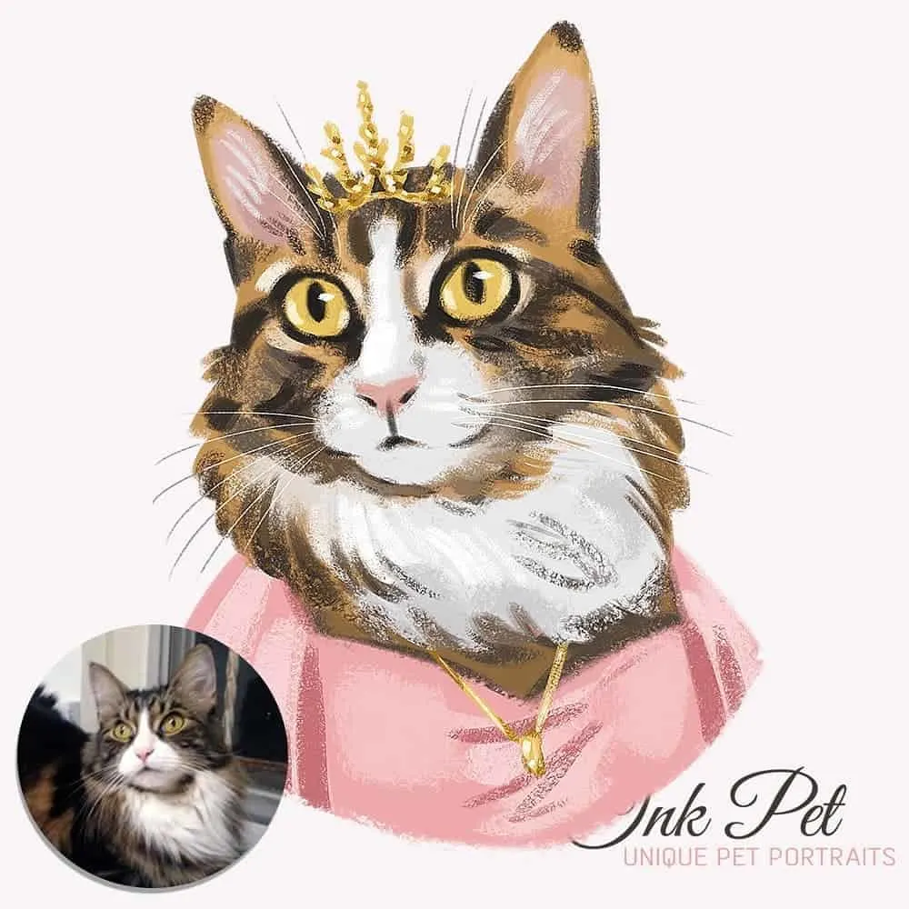 Ink-Pet Personalized Pet Portrait | Fluffy Kitty