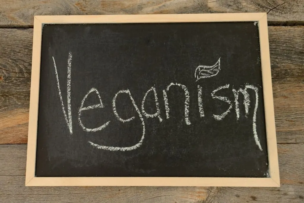 black chalk board with veganism written on it